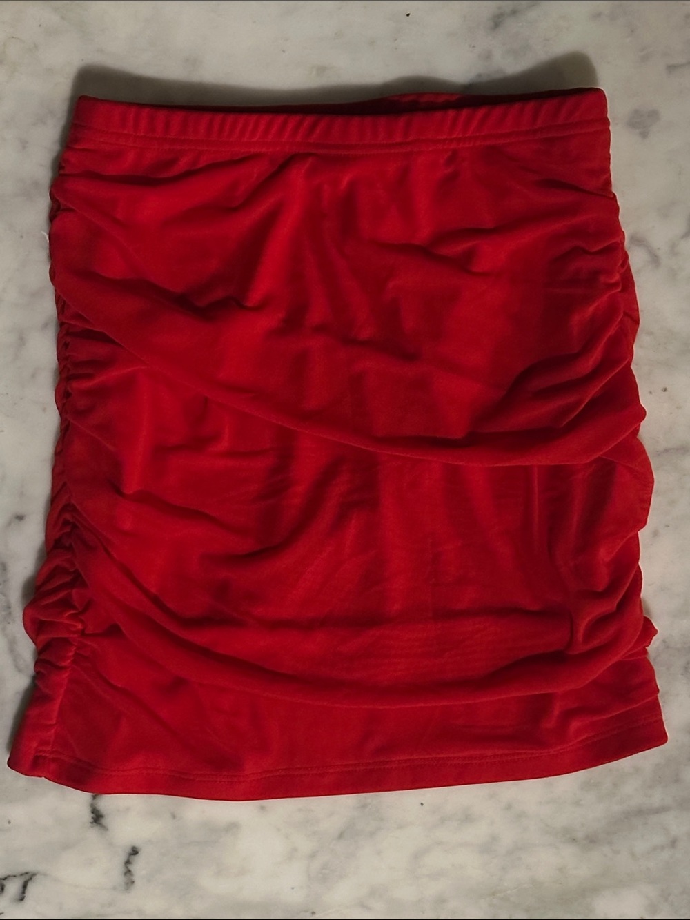 SHEIN Bright Red Ruched Side Mini Skirt